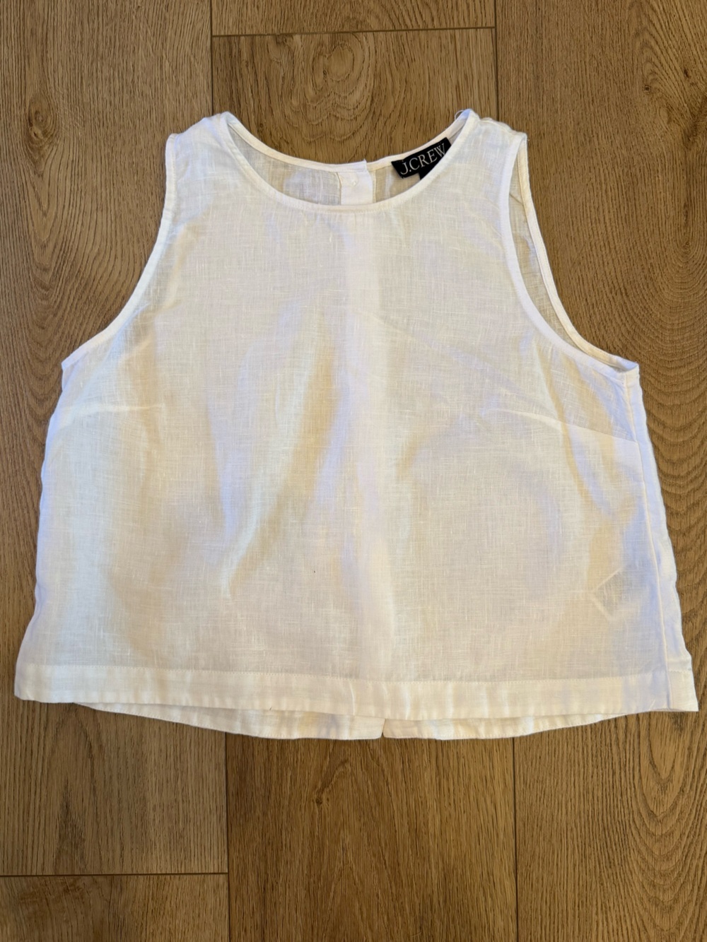 J.Crew 100% Linen White Button Back Tank Top S Lagenlook Coastal